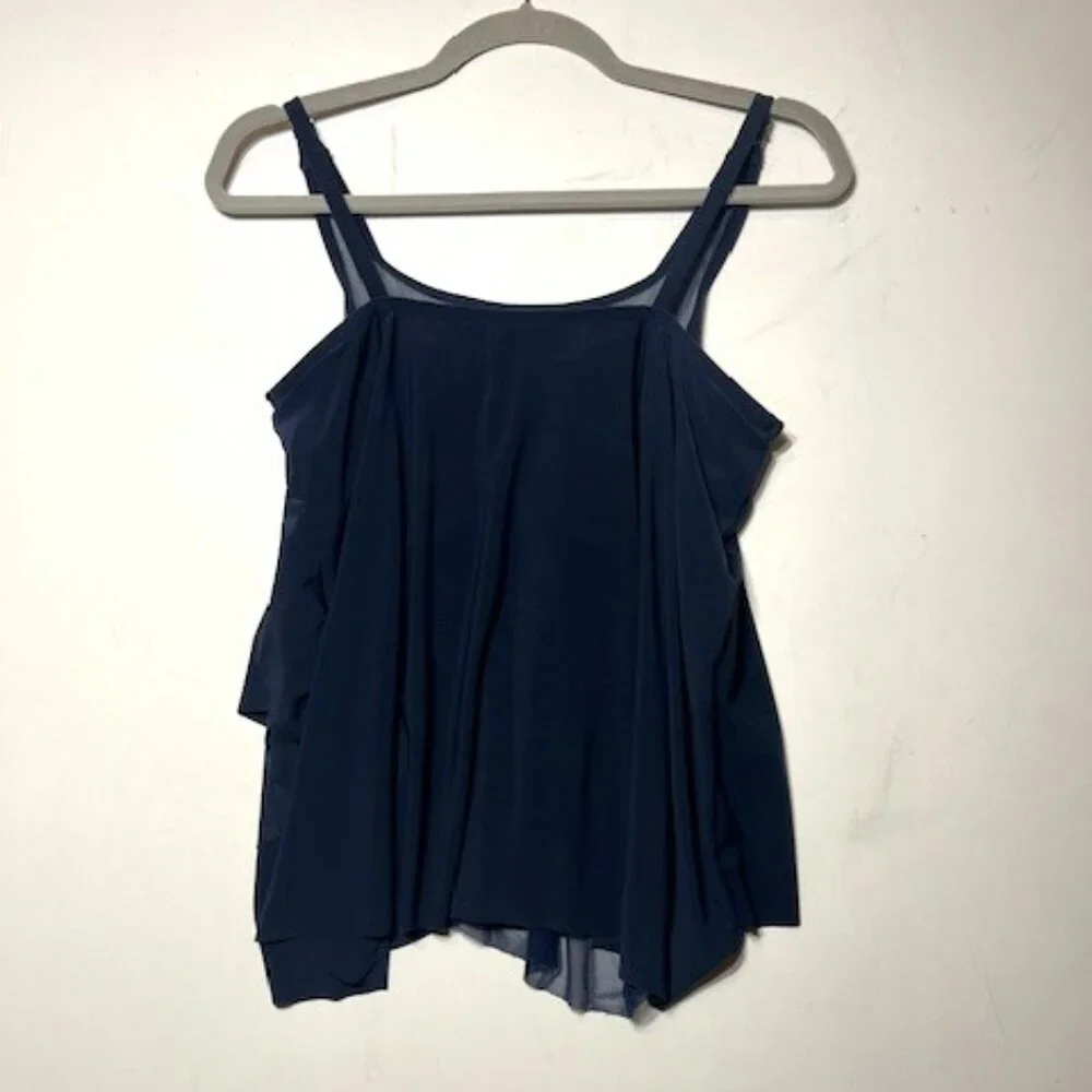 Miraclesuit Underwire Tankini Top Only Mirage 10 Navy Blue Mesh Adjustable Strap